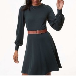 LOFT long sleeve forest green dress